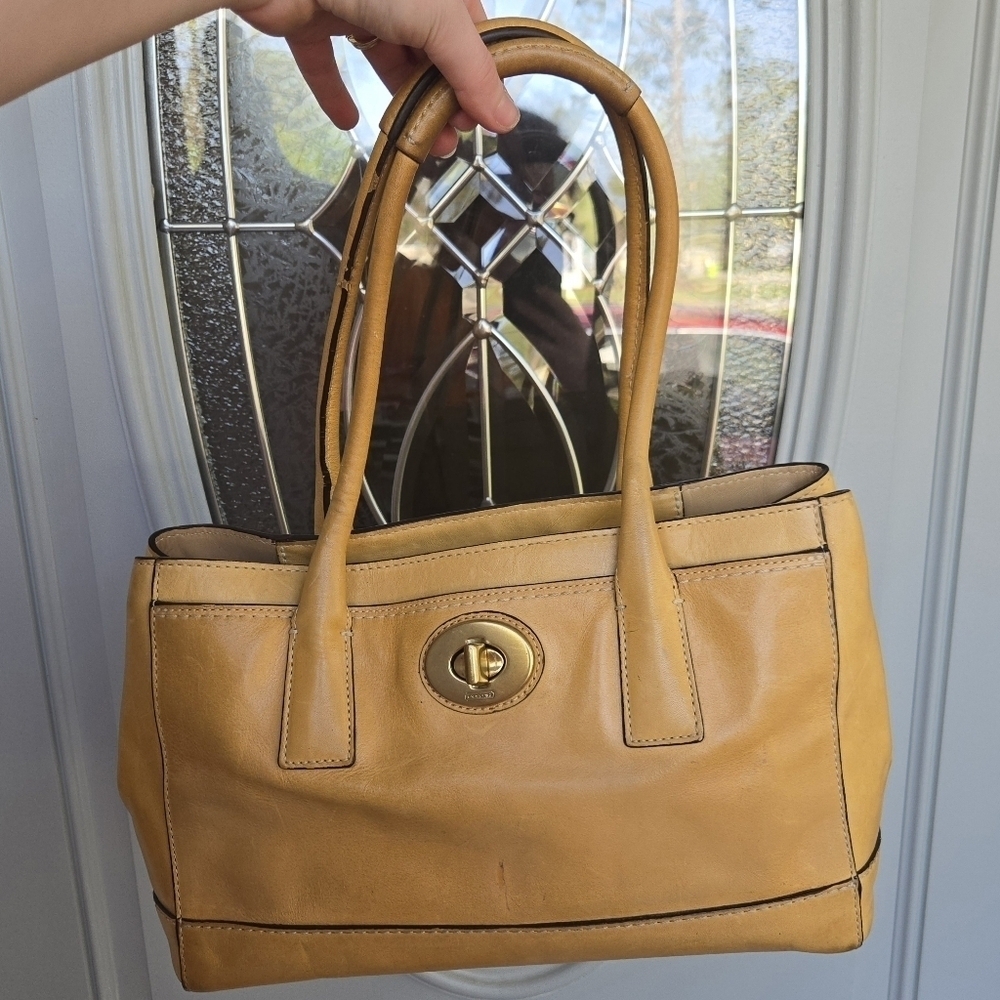 COACH Vintage 11553 Shoulder Bag Camel Turnlock Leather